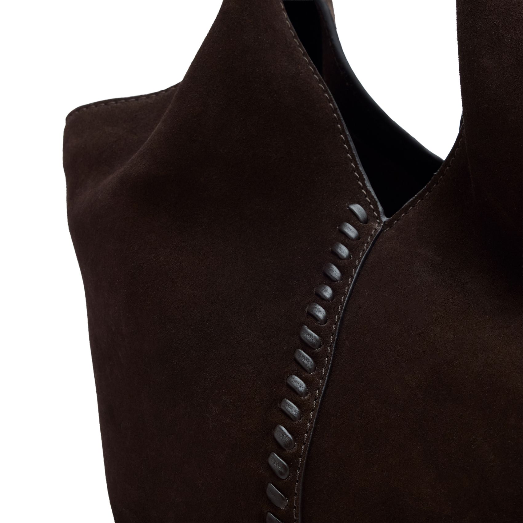 Dunkelbrauner Mini-Shopper aus Veloursleder