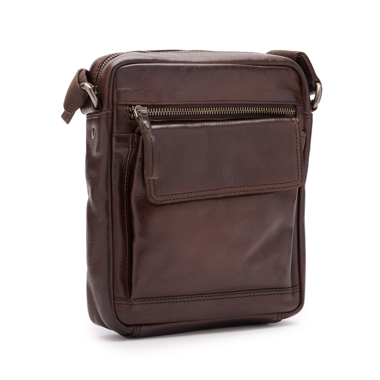 Braune Unisex-Schultertasche aus Leder