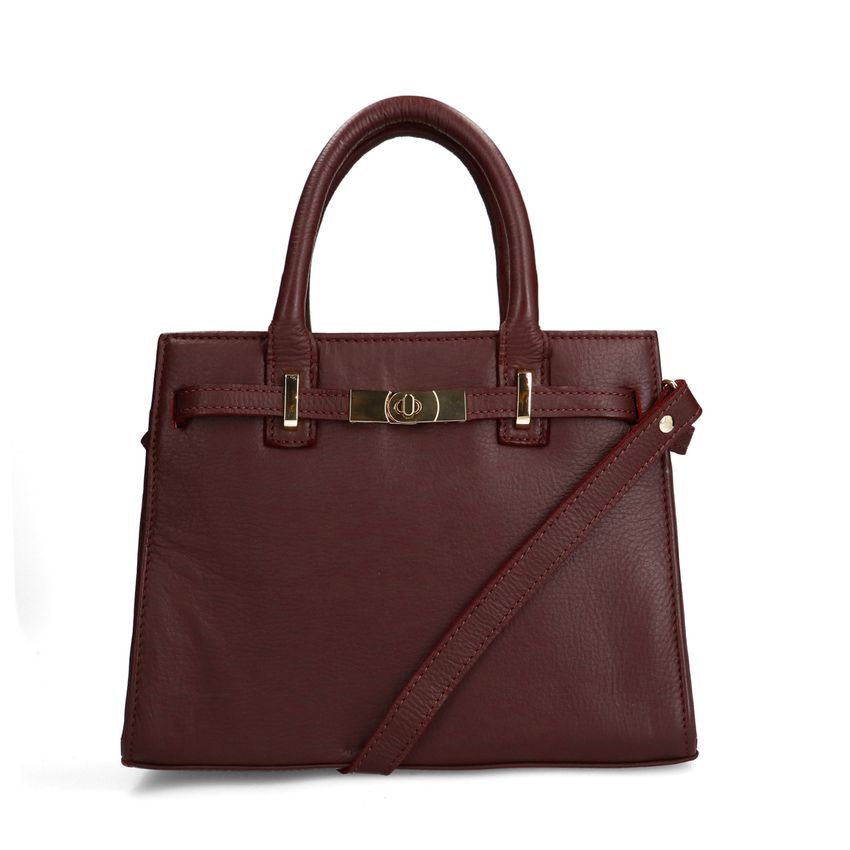 Bordeauxrote Lederhandtasche