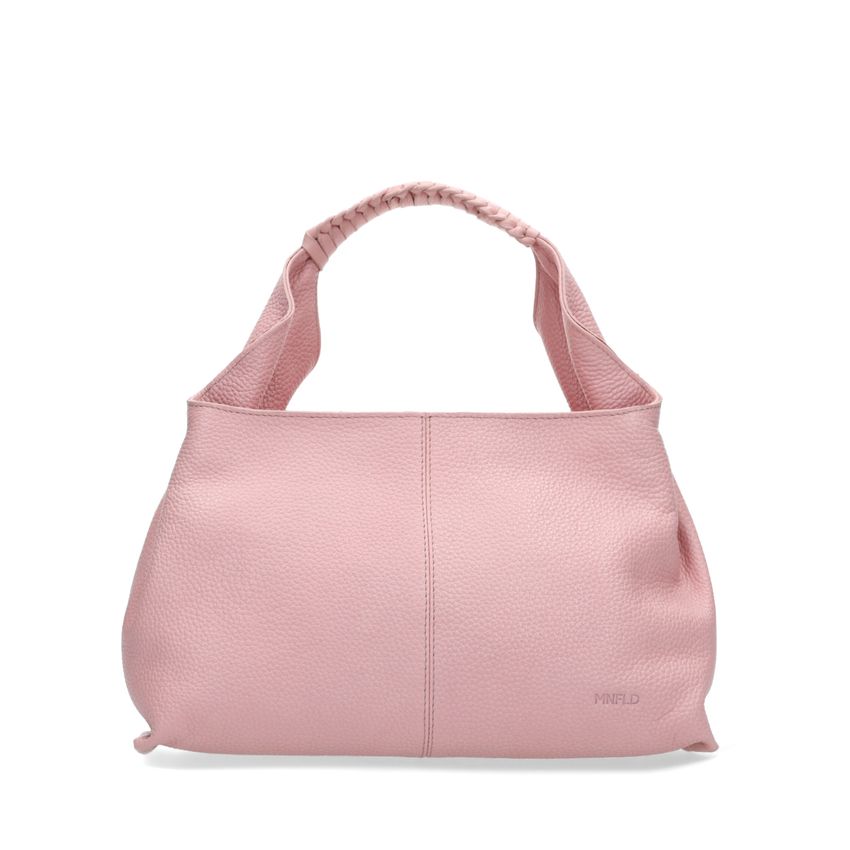 Roséfarbene Handtasche mit geflochtenem Henkel