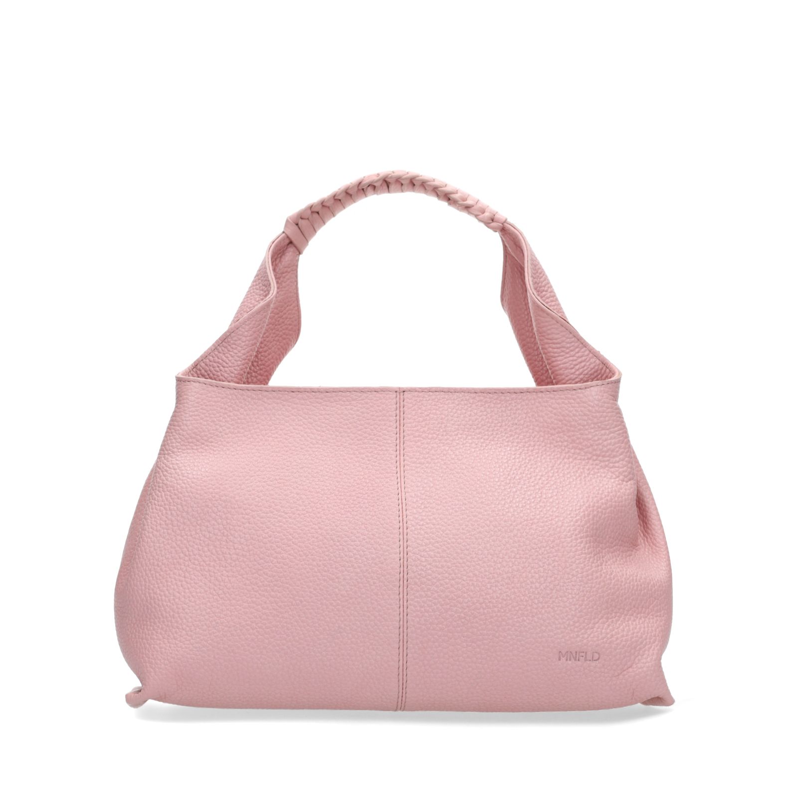 Roze handtas met gevlochten handvat