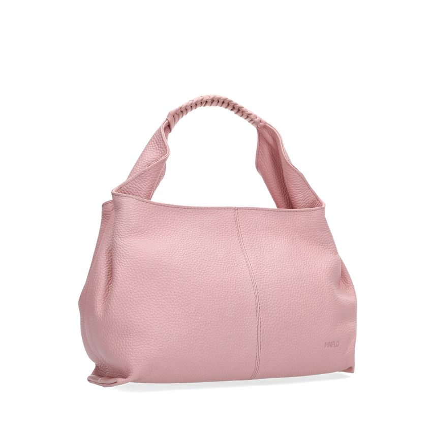Roséfarbene Handtasche mit geflochtenem Henkel