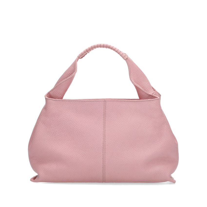 Roséfarbene Handtasche mit geflochtenem Henkel