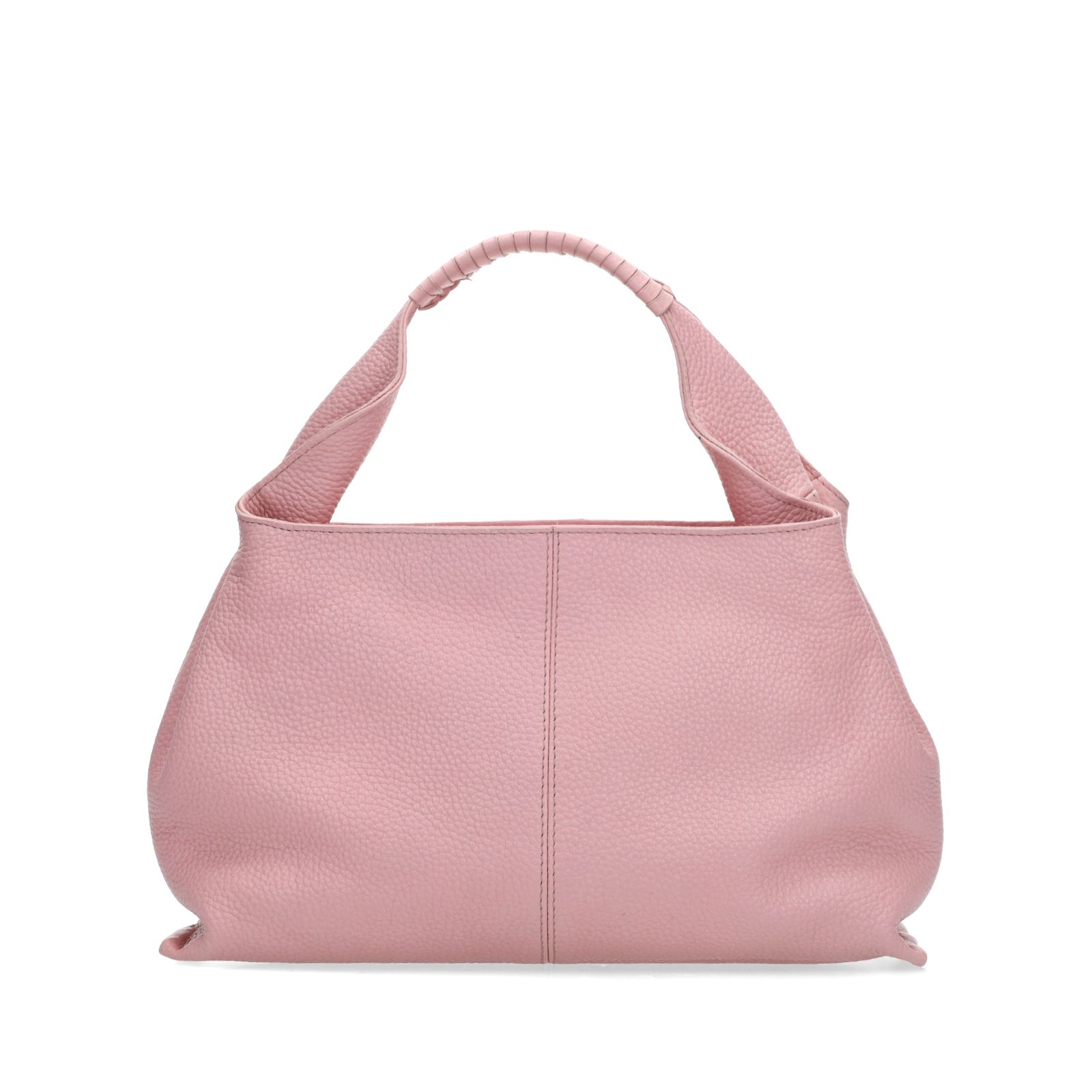 Roze handtas met gevlochten handvat