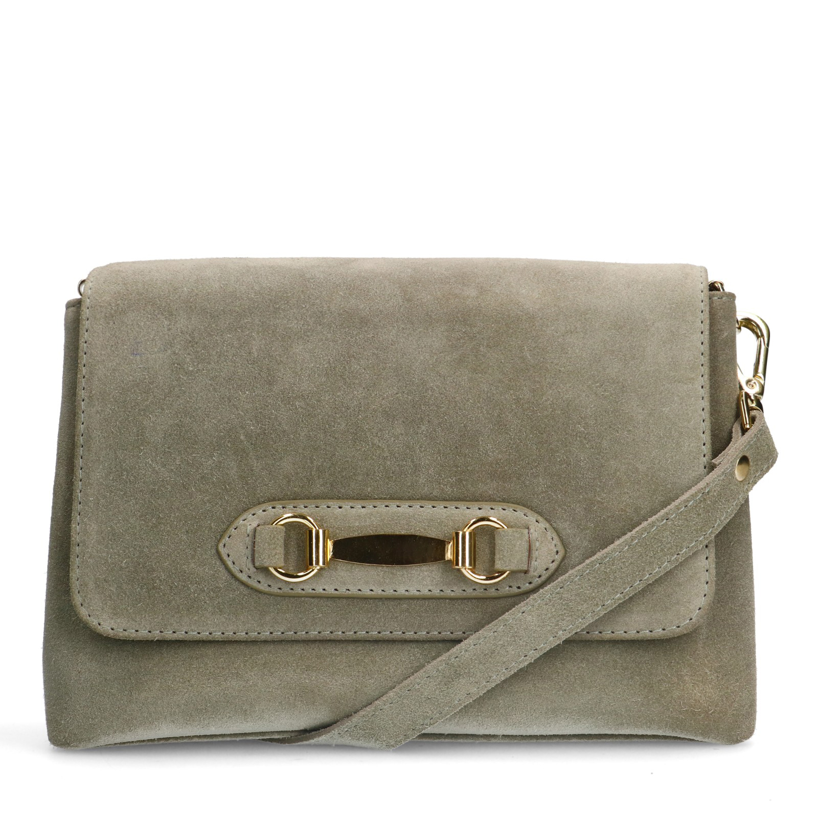 Grüne Schultertasche aus Veloursleder | Umhängetaschen | Manfield  