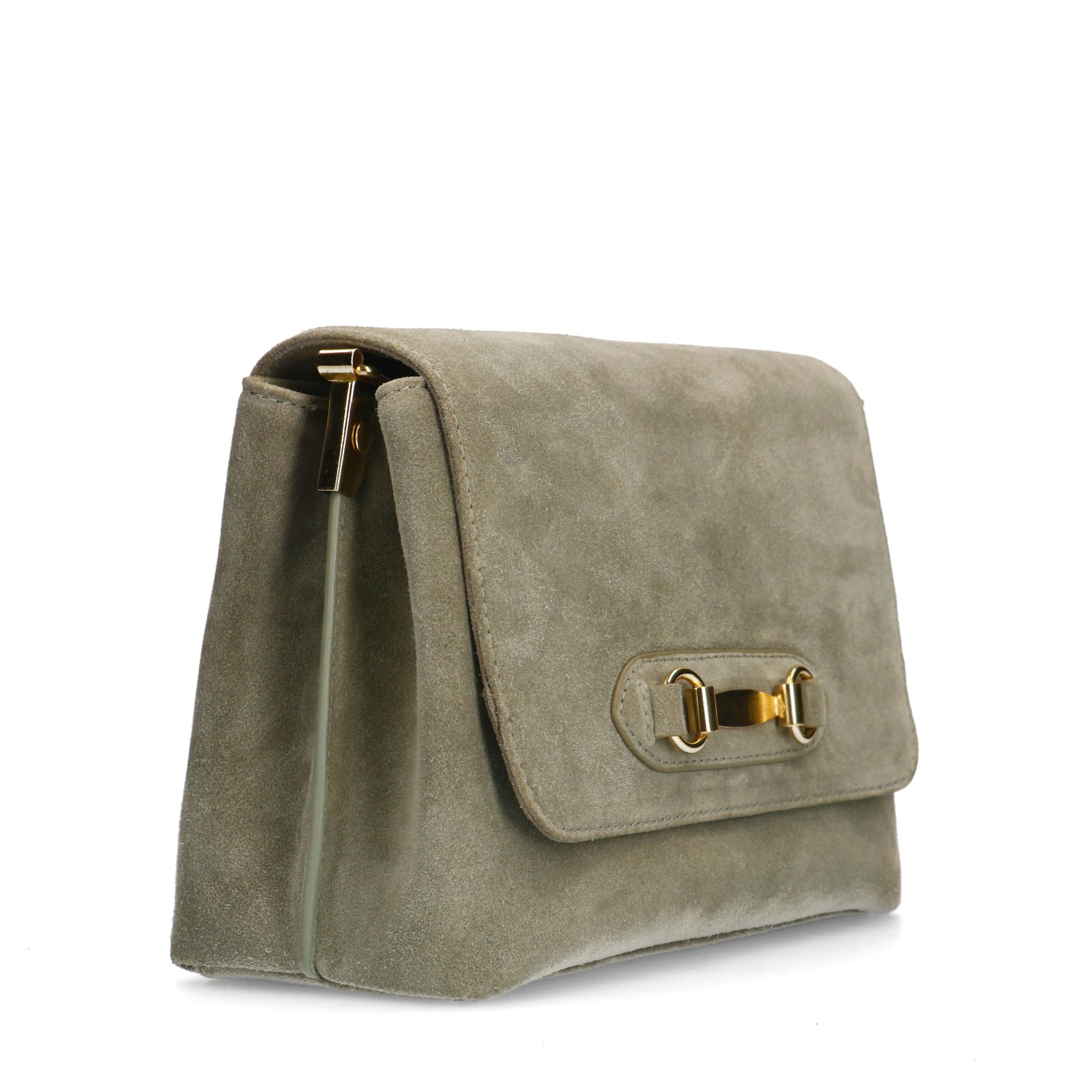 Grüne Schultertasche aus Veloursleder | Umhängetaschen | Manfield 