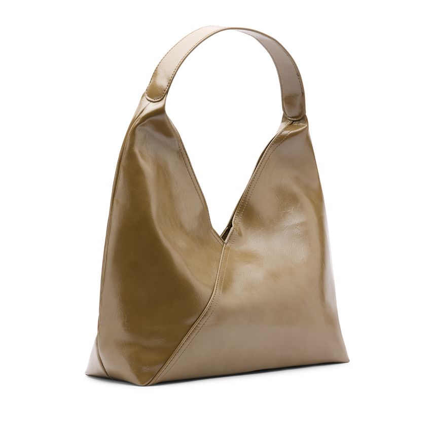 Olivgrüne Schultertasche aus Lack