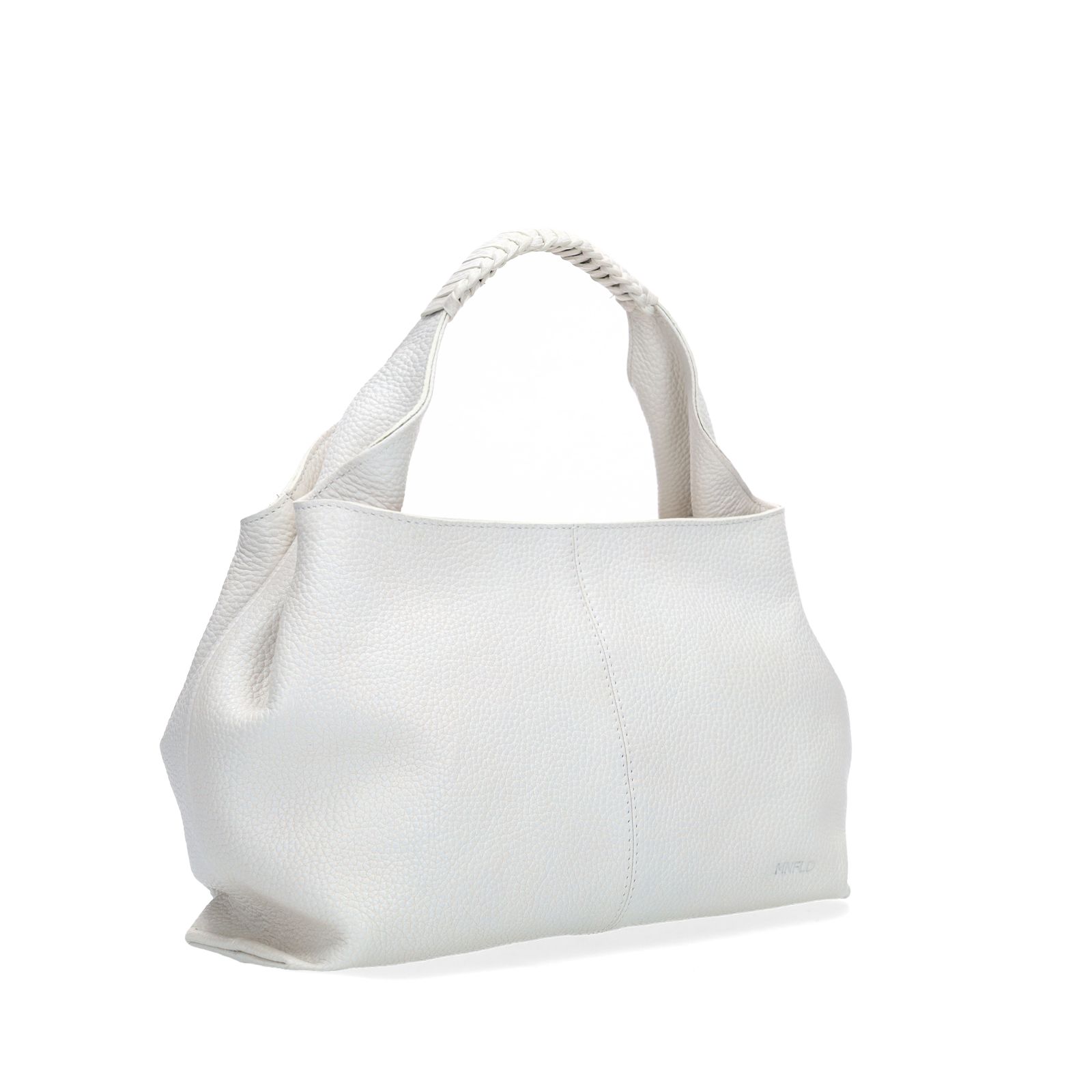 Witte handtas met gevlochten handvat
