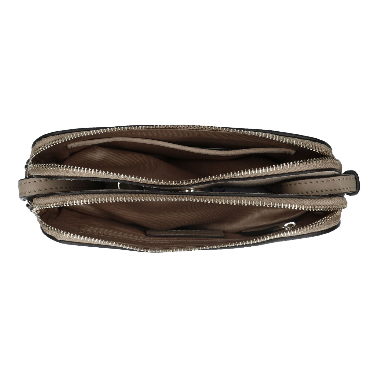 Beigefarbene Schultertasche aus Veloursleder