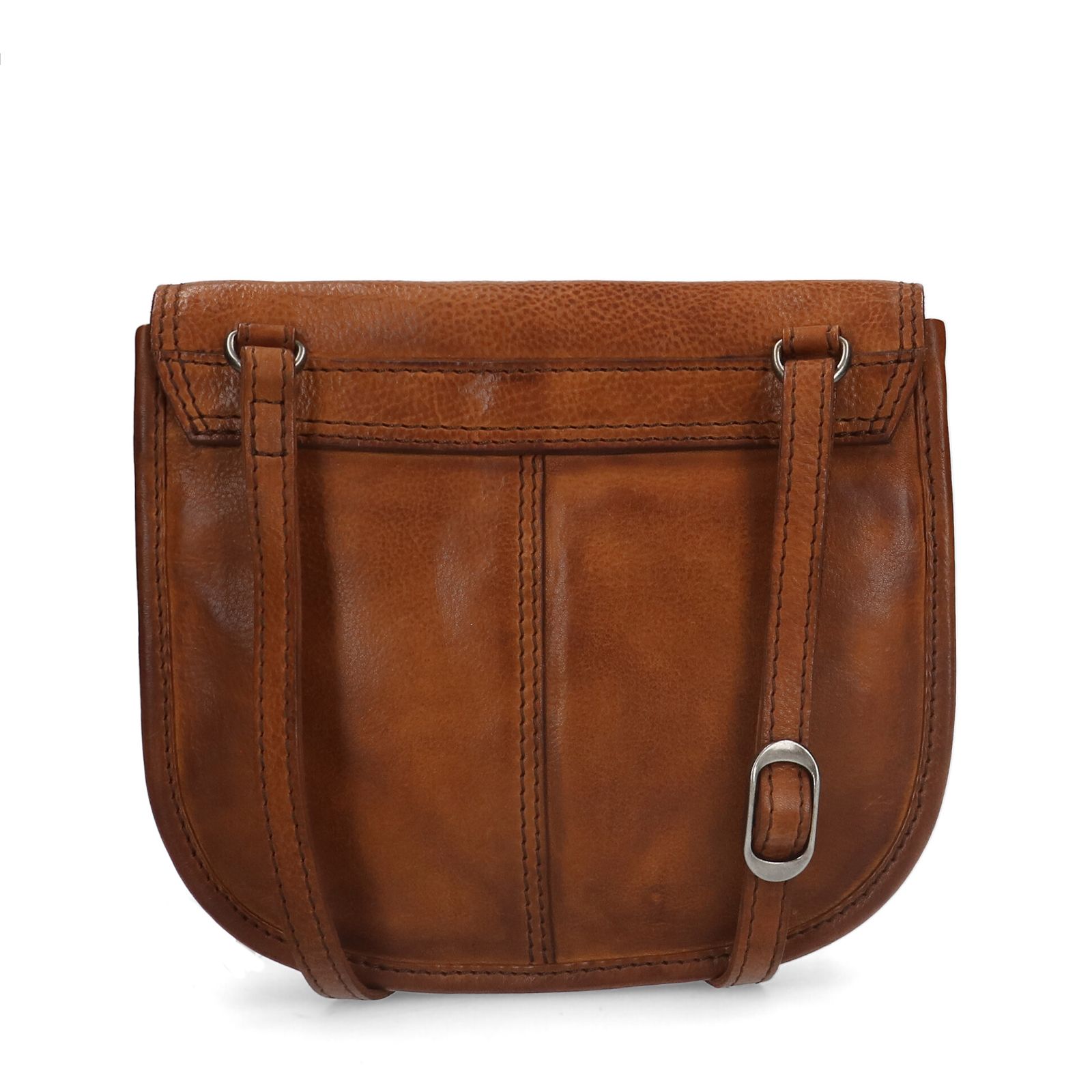 Cognac leren schoudertas
