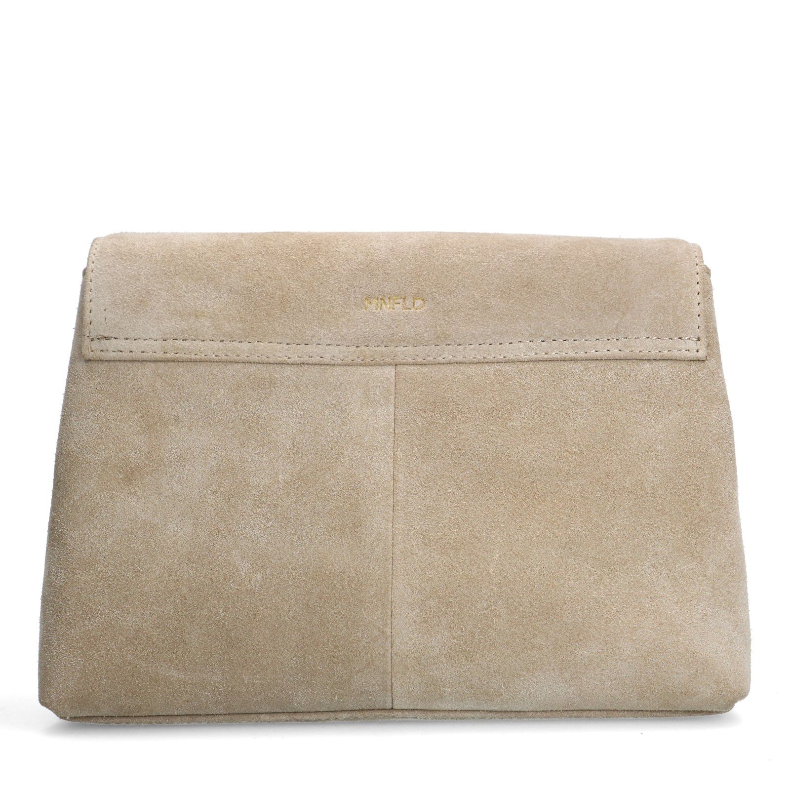 Beigefarbene Schultertasche aus Veloursleder