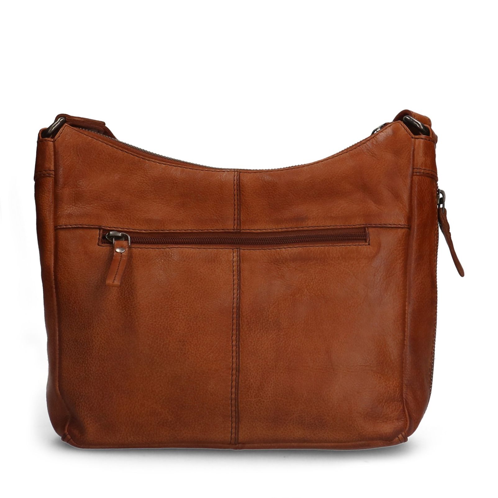 Cognac leren schoudertas