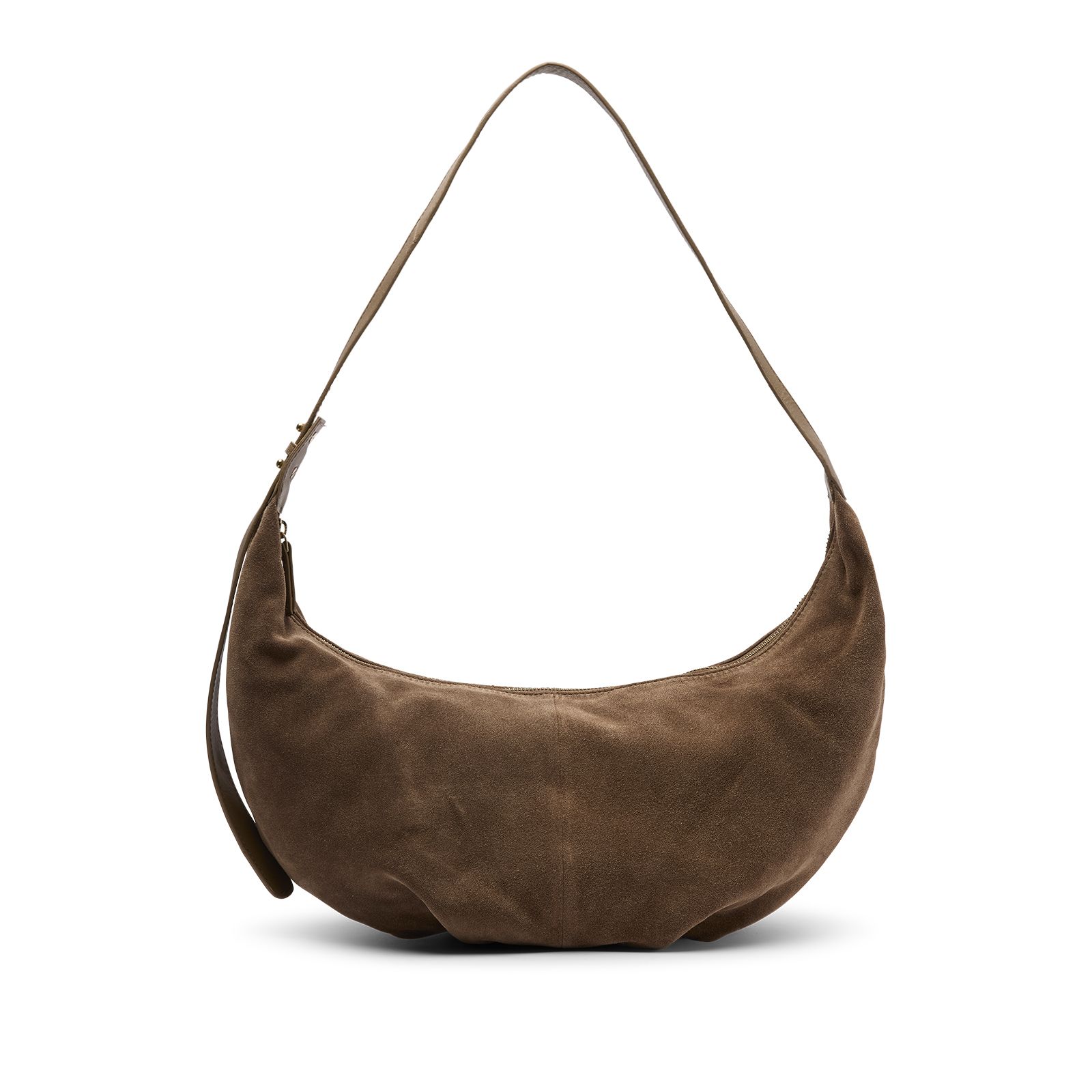 Braune Schultertasche aus Veloursleder