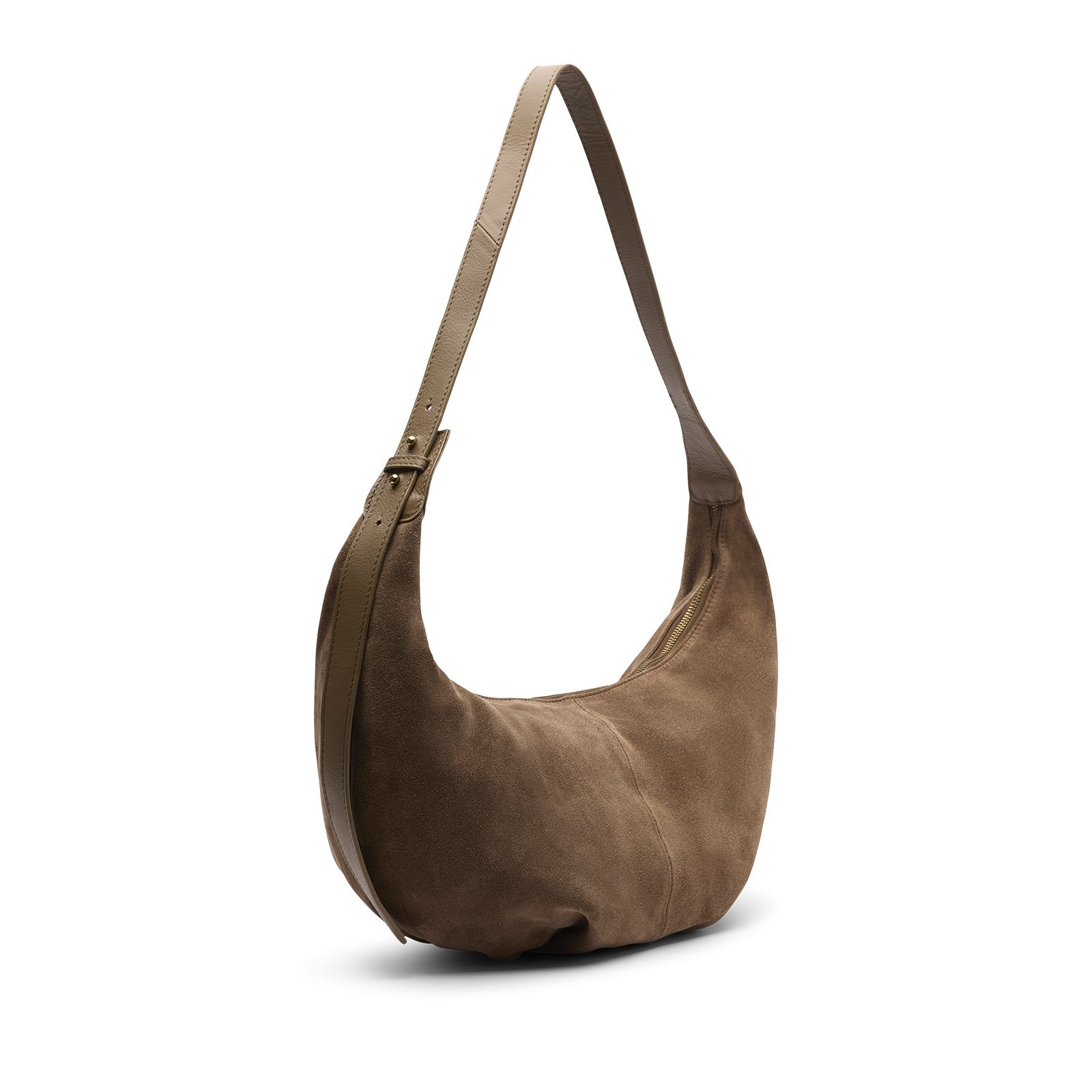 Braune Schultertasche aus Veloursleder