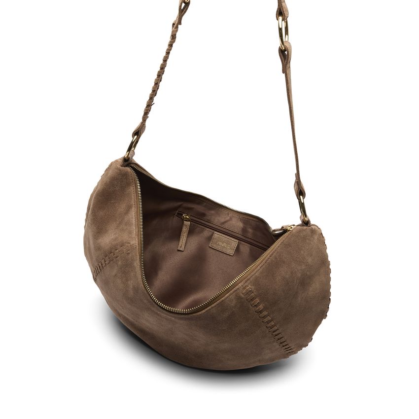 Taupe suède schoudertas