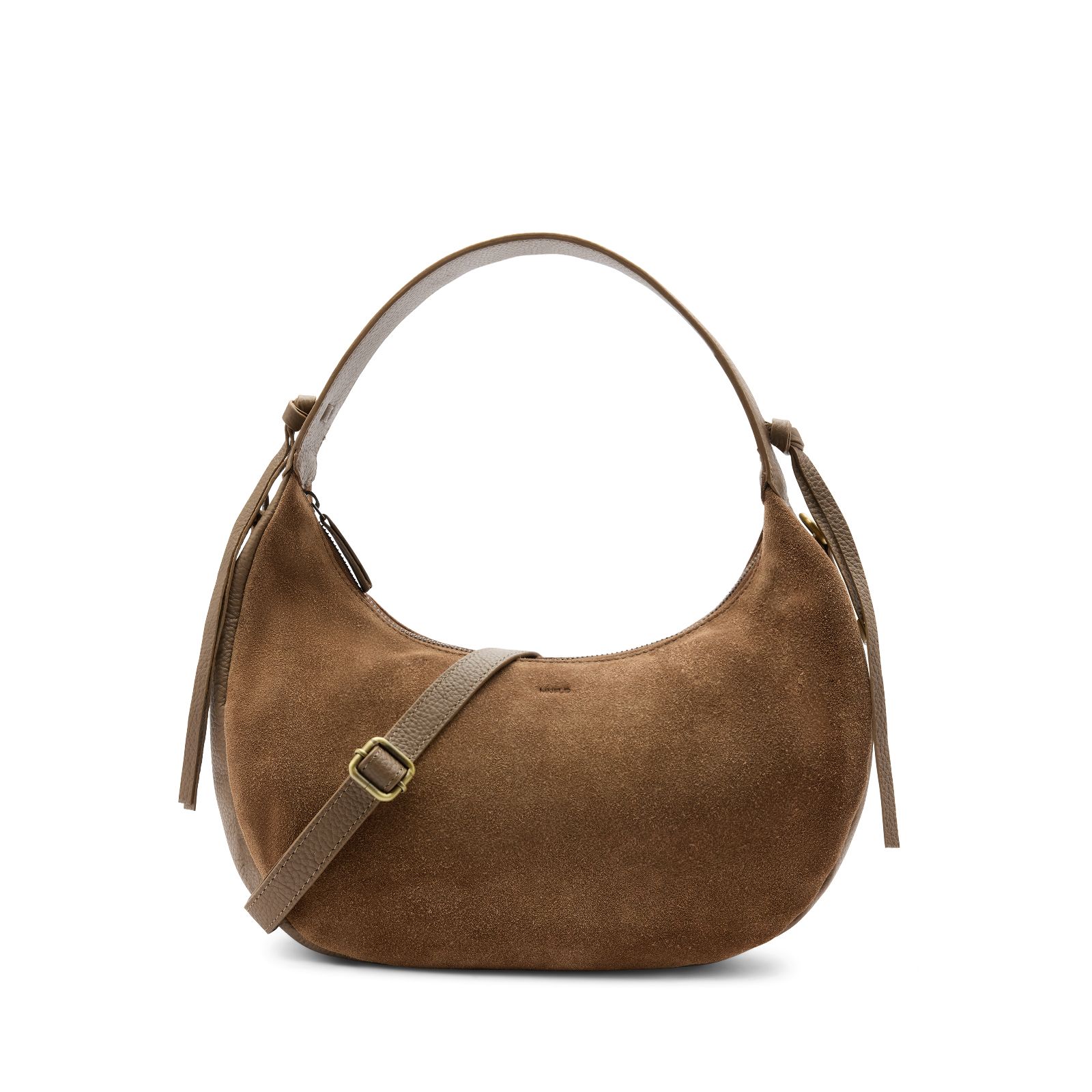 Taupefarbener Handtasche aus Veloursleder
