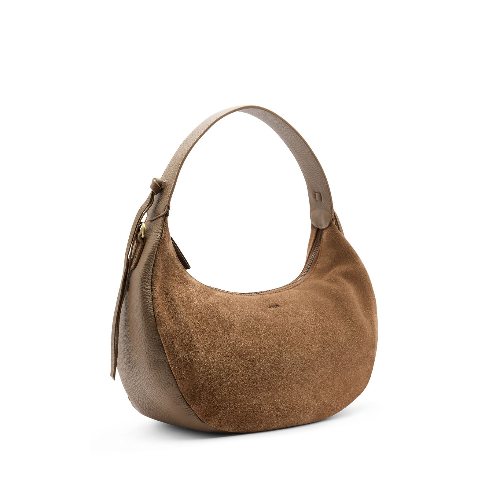 Taupefarbener Handtasche aus Veloursleder