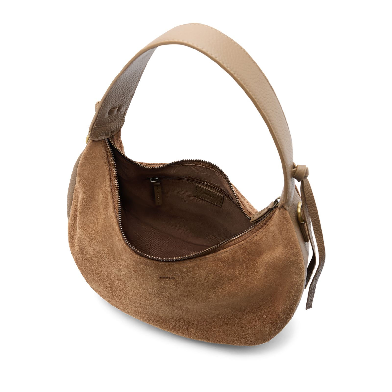 Taupefarbener Handtasche aus Veloursleder