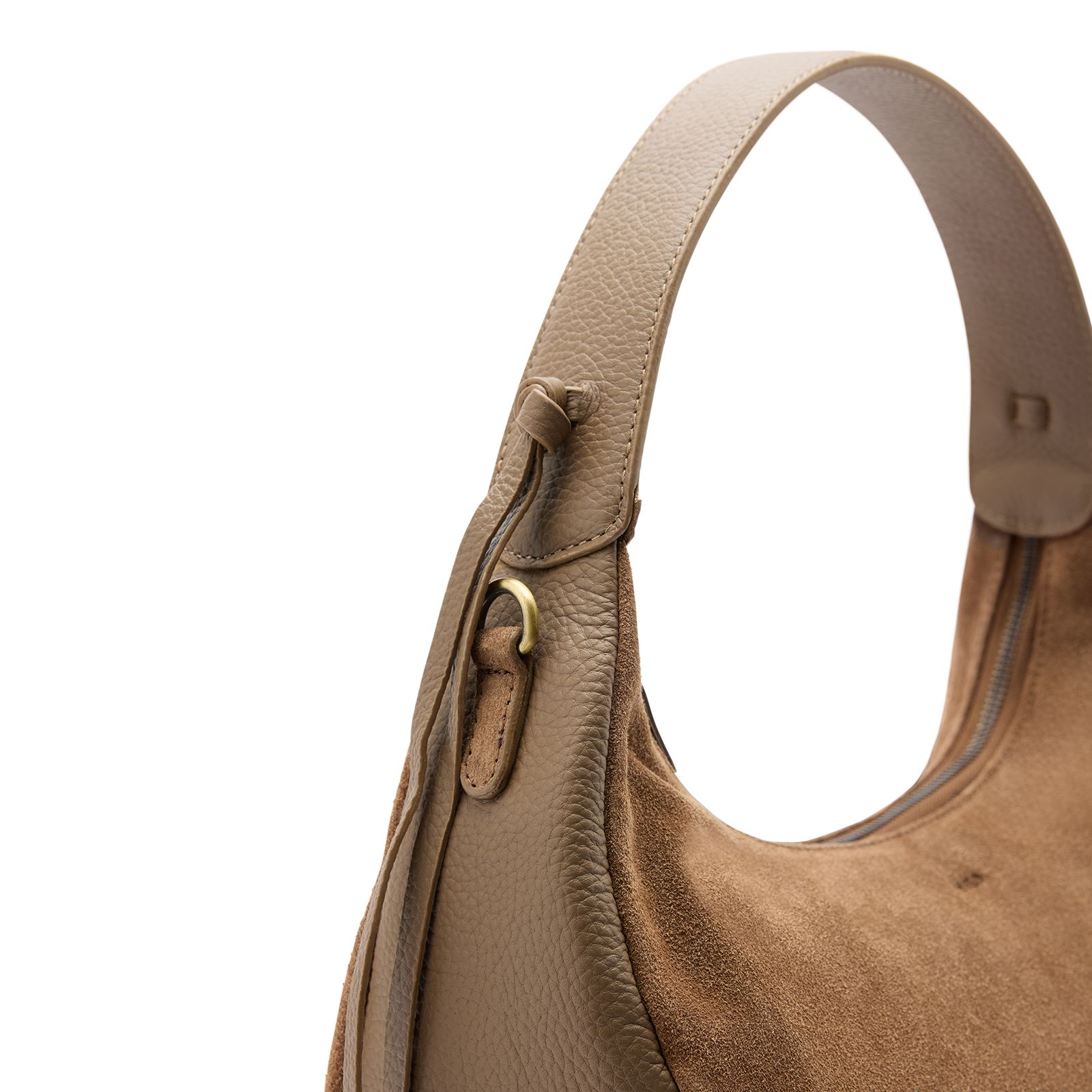 Taupefarbener Handtasche aus Veloursleder
