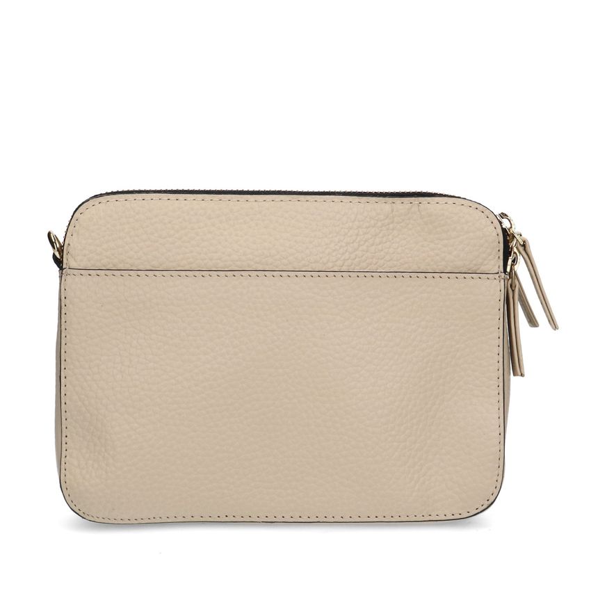 Beige Schultertasche mit gemustertem Trageriemen