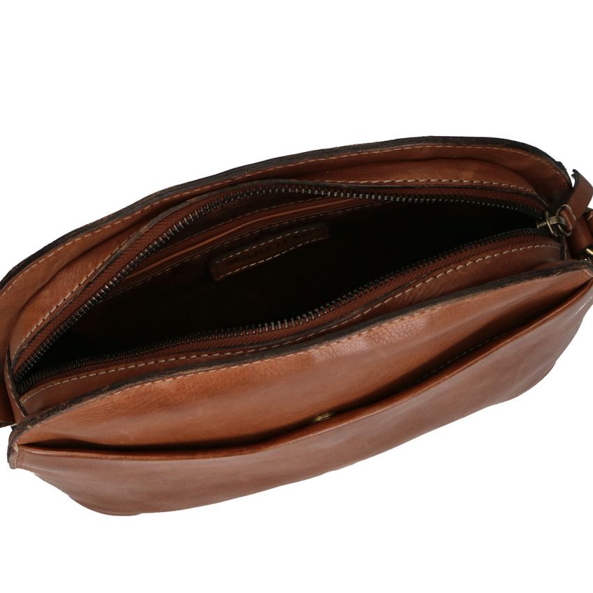 Cognacfarbene Schultertasche aus Leder