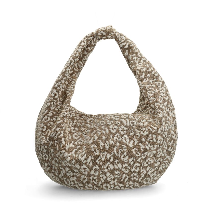 Goldfarbene Schultertasche mit Pantherprint