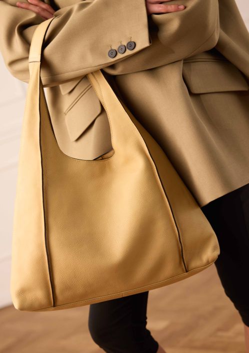 Gelbe Schultertasche aus Leder