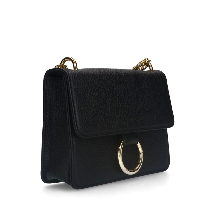 Schwarze Schultertasche aus Leder