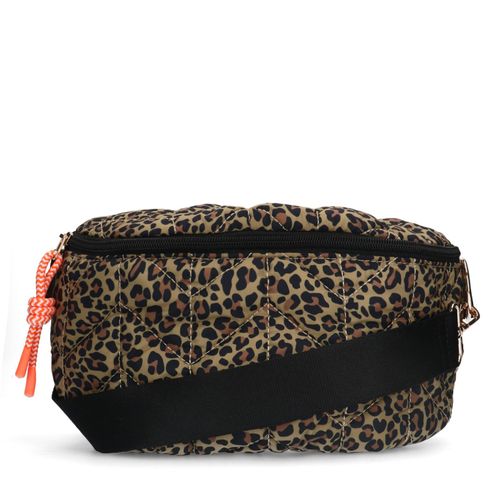 Zwarte bum bag met luipaard print