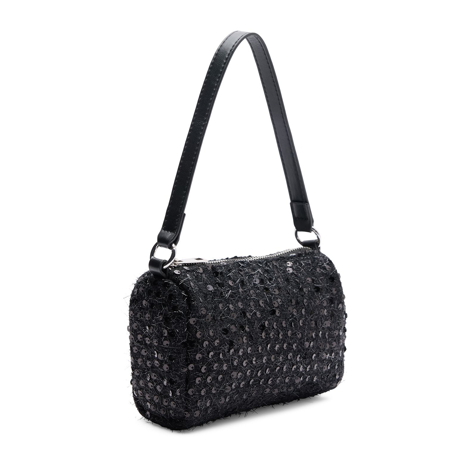 Schwarze Schultertasche mit Pailletten