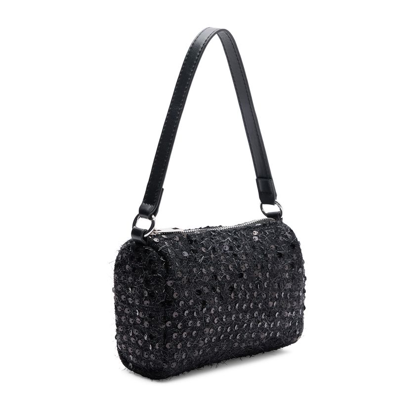 Schwarze Schultertasche mit Pailletten