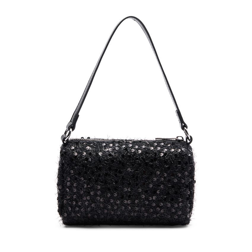 Schwarze Schultertasche mit Pailletten
