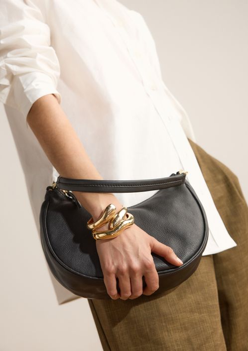 Schwarze Lederhandtasche