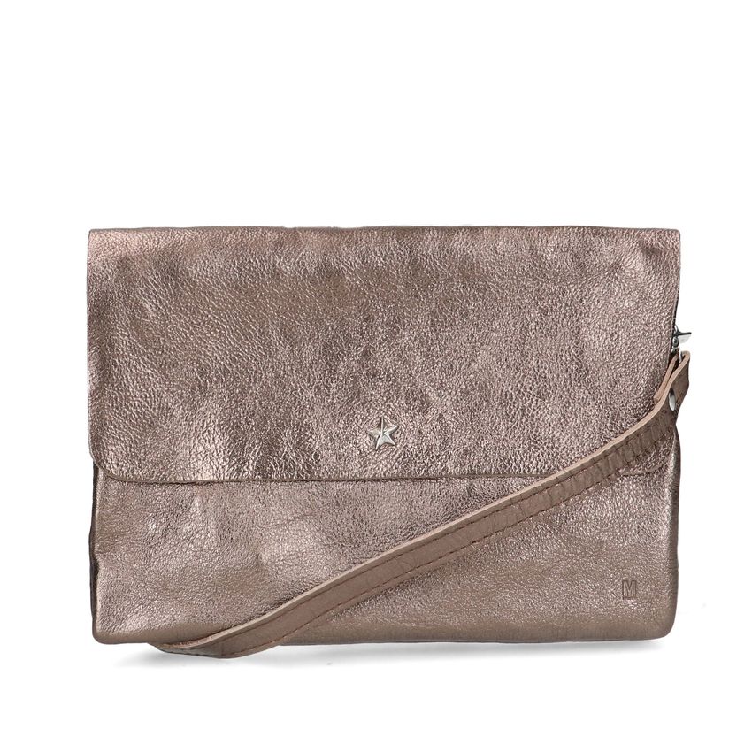 Bronskleurige metallic leren clutch