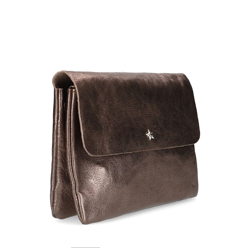 Bronskleurige metallic leren clutch