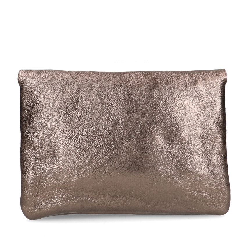 Bronskleurige metallic leren clutch