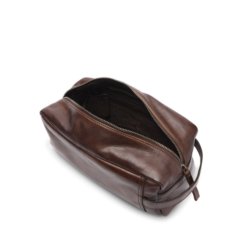 Braune Kosmetiktasche aus Leder