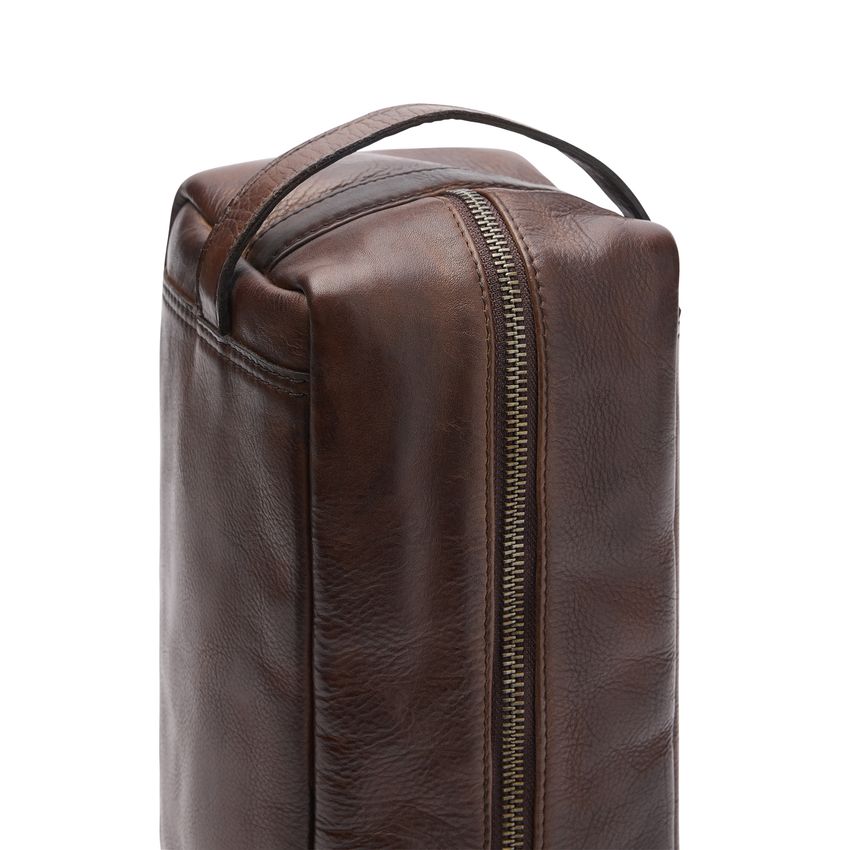 Braune Kosmetiktasche aus Leder