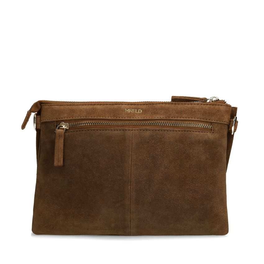 Bruine suède clutch met strik
