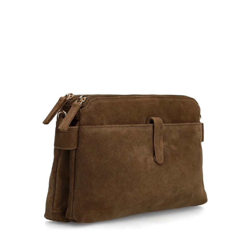 Braune Schultertasche aus Veloursleder