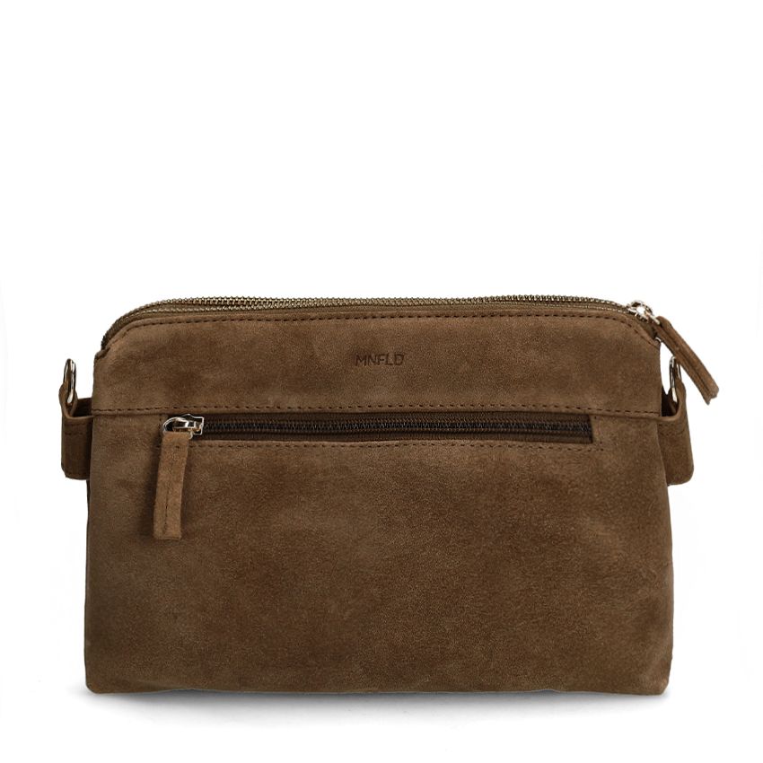 Braune Schultertasche aus Veloursleder