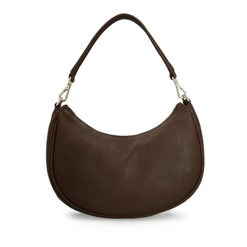 Donkerbruine leren handtas