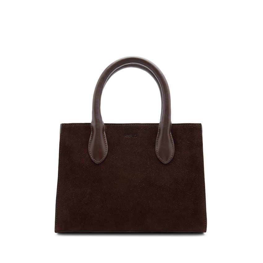 Dunkelbraune Veloursleder-Handtasche