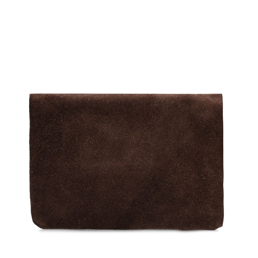 Donkerbruine suède clutch