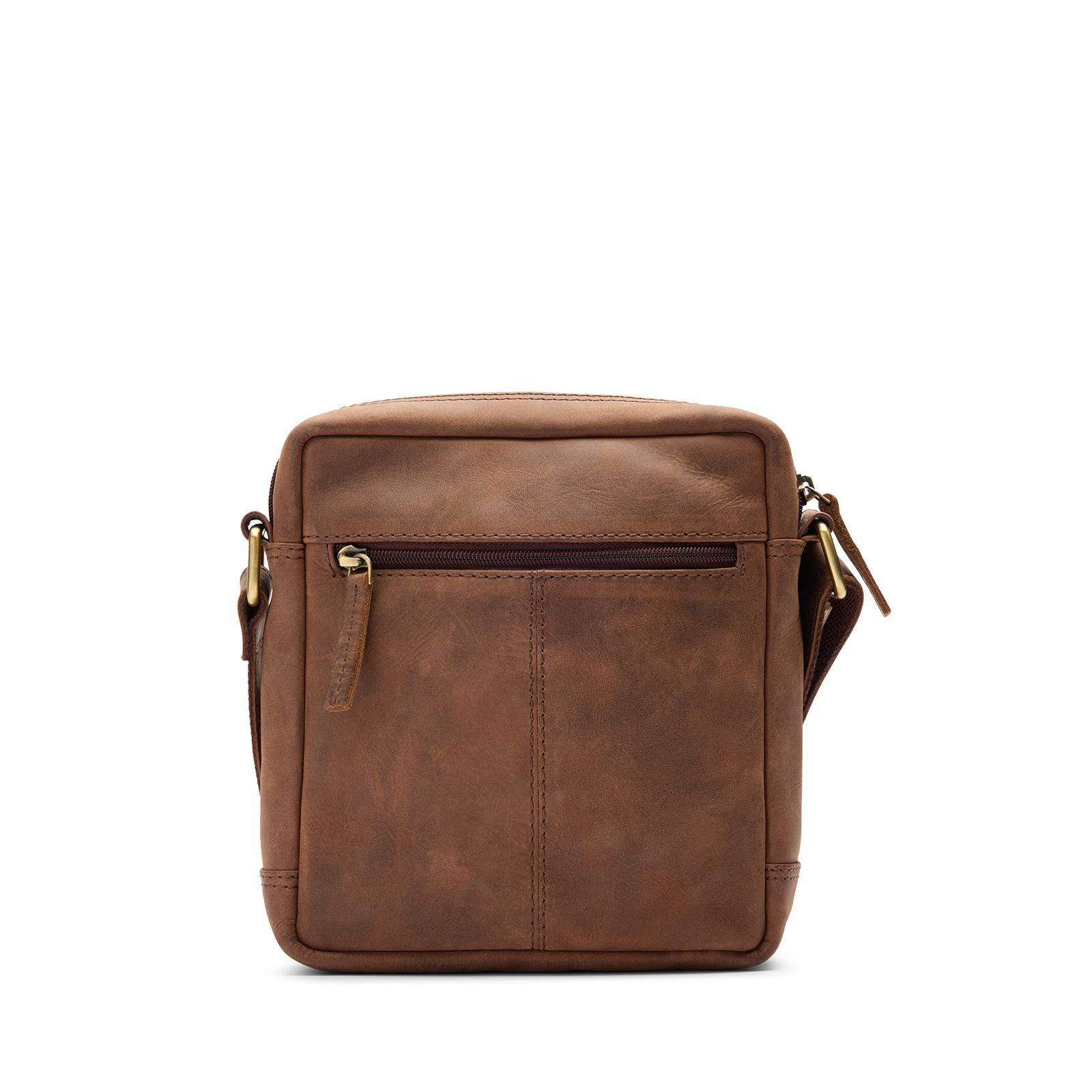 Bruine leren unisex schoudertas