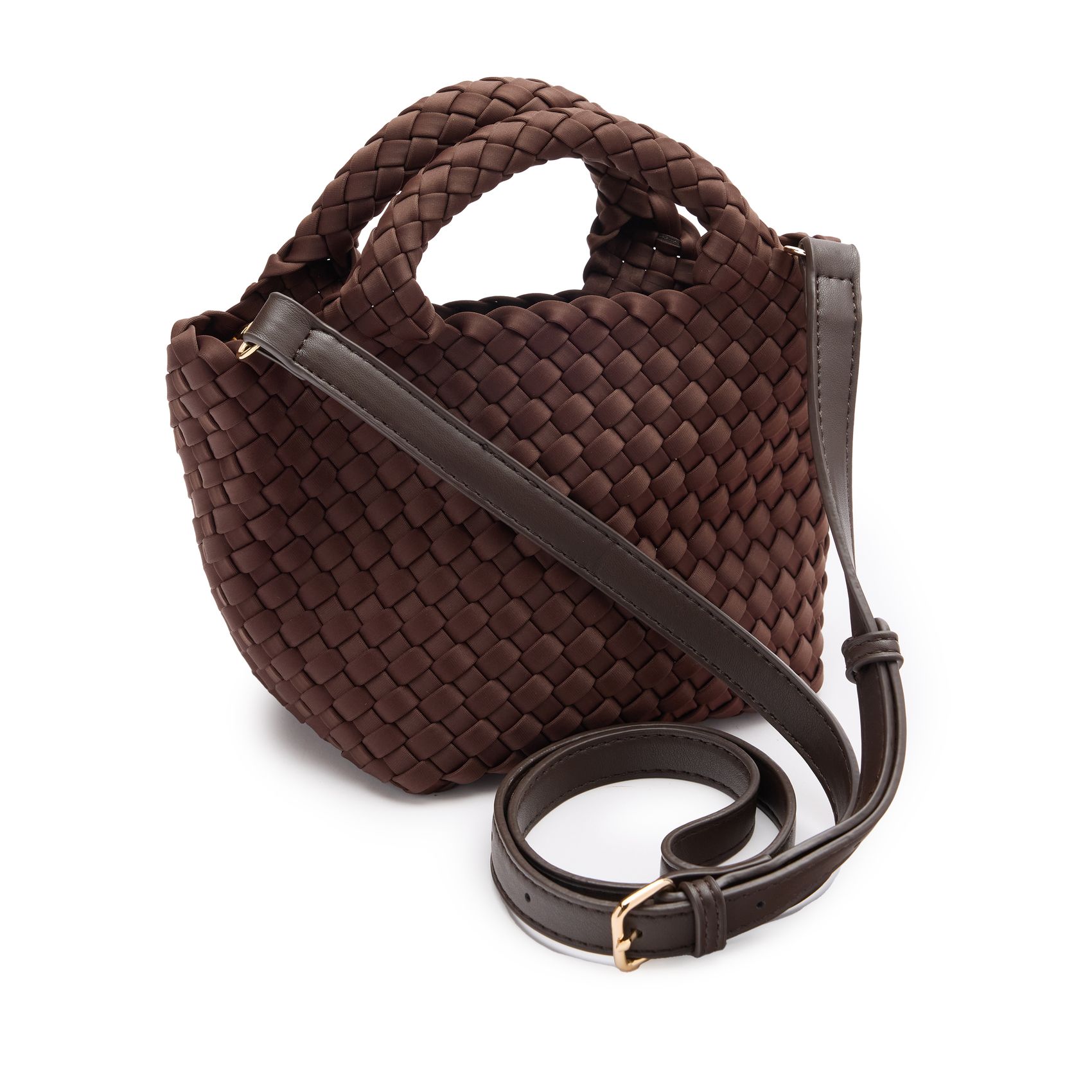 Braune Mini-Handtasche in Flecht-Optik