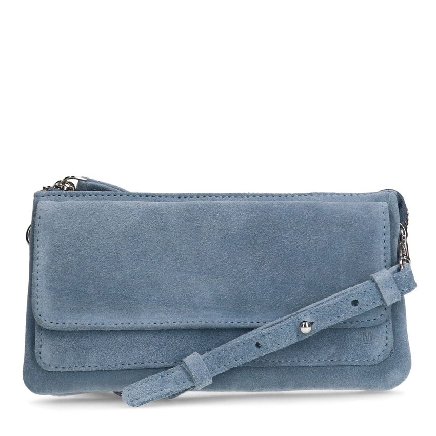 Licht blauwe suède clutch