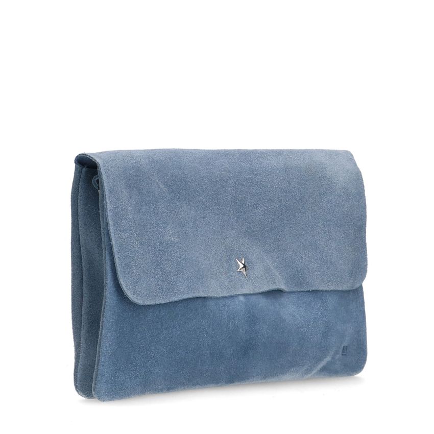 Licht blauwe suède clutch