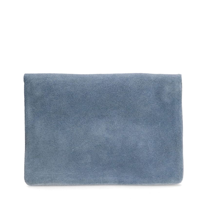 Licht blauwe suède clutch