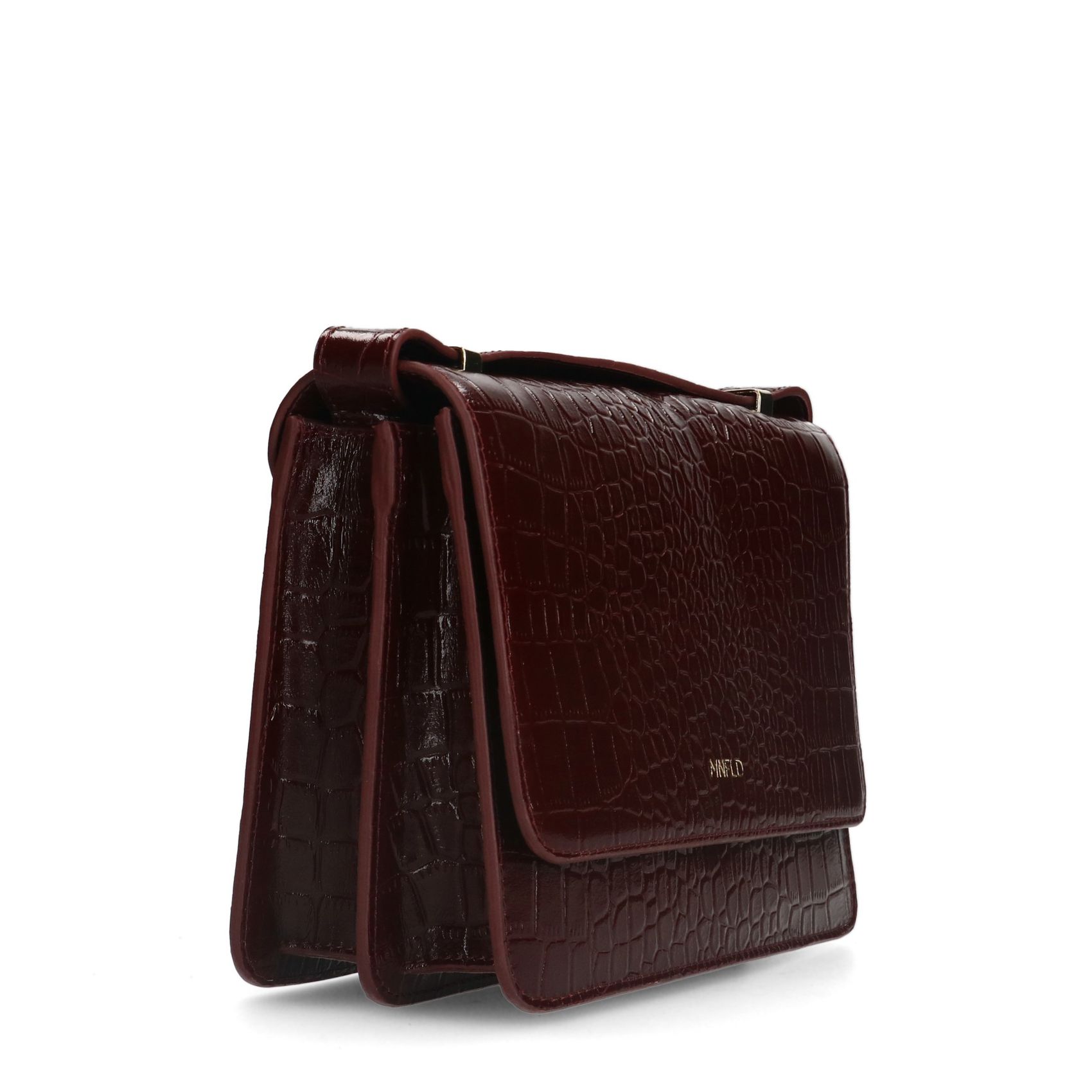 Bordeaux rode lakleren croco schoudertas